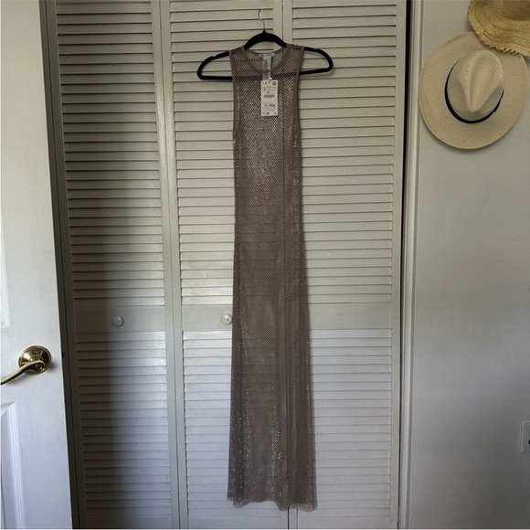 NEW Zara Diamond Rhinestone Mesh Maxi Dress - Picture 12 of 16